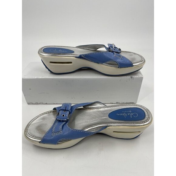 Cole Haan Blue Silver And White Sole NikeAir Wedge Buckle Size 7.5 D21967 - Picture 12 of 15